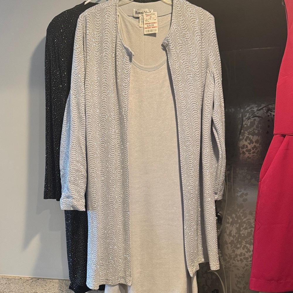 Gray Textured Open Cardigan